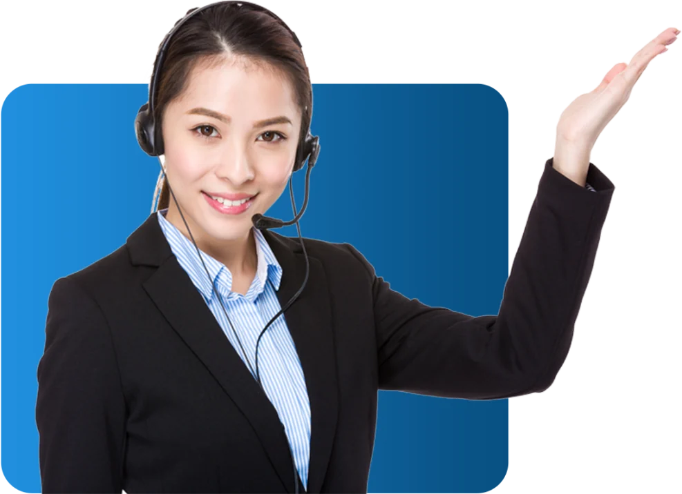 Virtual assistant wearing a headset